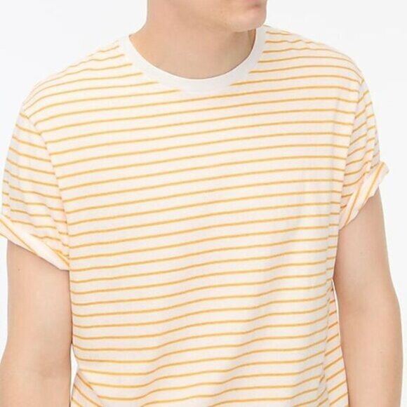 J Crew Men's Cotton Yellow Striped Shirt Size XL - Picture 1 of 5